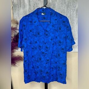 The Kooples Royal Blue Floral Button Down Shirt